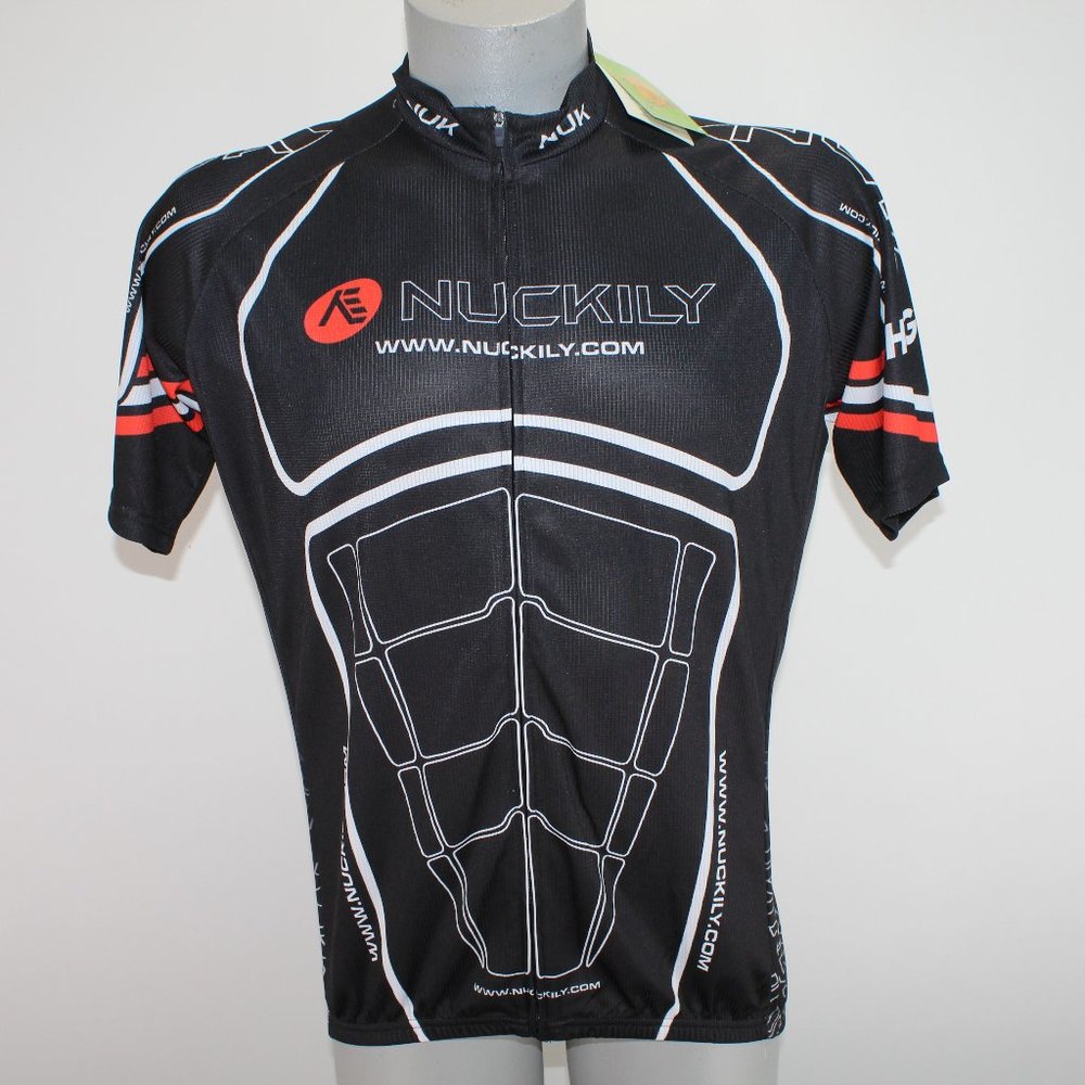 Nuckily Custom Cycling NWT Men's XL Black Full Zip Muscles S/S Jersey Shirt